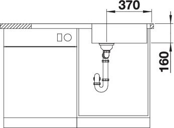 Plan Evier en inox Blanco Lantos 519709 couleur inox 1000x500 avec 1 cuve vidage manuel