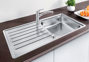 Vue 1 Evier en inox Blanco Lantos 519709 couleur inox 1000x500 avec 1 cuve vidage manuel