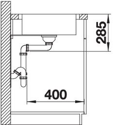 Plan Evier en inox Blanco Lantos 523140 couleur inox 780x500 avec 1 cuve vidage manuel