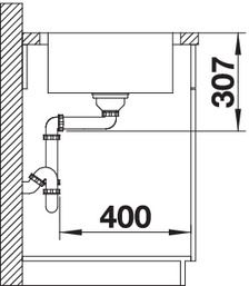 Plan Evier en inox Blanco Lemis 523031 couleur inox 860x500 avec 1 cuve vidage manuel