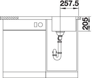 Plan Evier en inox Blanco Lemis 523031 couleur inox 860x500 avec 1 cuve vidage manuel