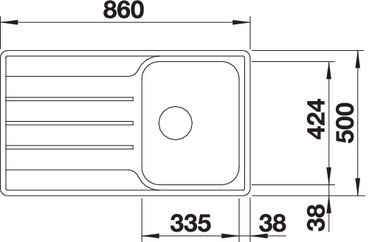 Plan Evier en inox Blanco Lemis 523030 couleur inox 860x500 avec 1 cuve