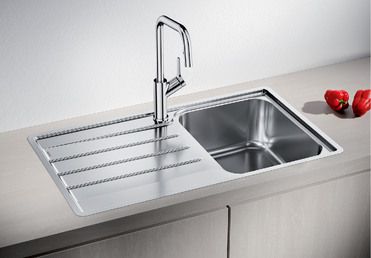 Vue 1 Evier en inox Blanco Lemis 523030 couleur inox 860x500 avec 1 cuve