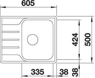 Plan Evier en inox Blanco Lemis 525115 couleur inox 606x500 avec 1 cuve