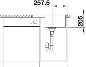 Plan Evier en inox Blanco Lemis 525115 couleur inox 606x500 avec 1 cuve