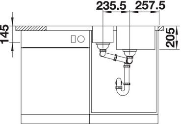 Plan Evier en inox Blanco Lemis 523032 couleur inox 1000x500 avec 1 cuve