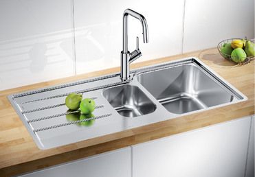 Vue 1 Evier en inox Blanco Lemis 523032 couleur inox 1000x500 avec 1 cuve