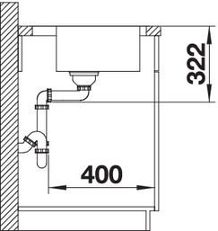 Plan Evier en inox Blanco Lemis 525108 couleur inox 615x500 avec 1 cuve