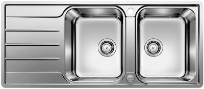  Evier en inox Blanco Lemis 523037 couleur inox 1160x500 avec 2 cuves vidage manuel