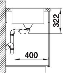 Plan Evier en inox Blanco Lemis 523037 couleur inox 1160x500 avec 2 cuves vidage manuel