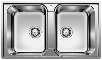  Evier en inox Blanco Lemis 523039 couleur inox 860x500 avec 2 cuves