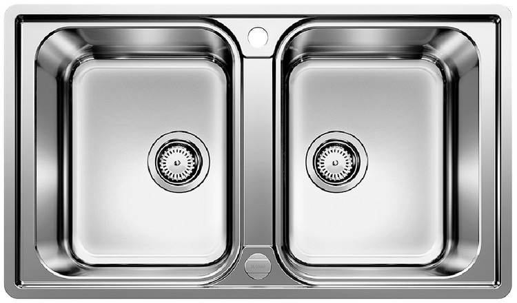  Evier en inox Blanco Lemis 524276 couleur inox 860x500 avec 2 cuves vidage manuel 524276