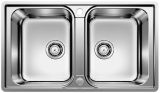  Evier en inox Blanco Lemis 524276 couleur inox 860x500 avec 2 cuves vidage manuel