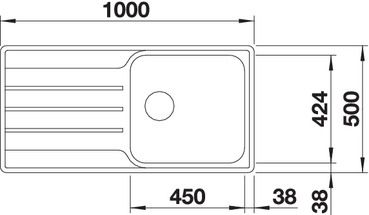 Plan Evier en inox Blanco Lemis 523034 couleur inox 1000x500 avec 1 cuve