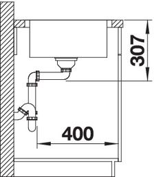 Plan Evier en inox Blanco Lemis 523035 couleur inox 1000x500 avec 1 cuve vidage manuel