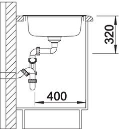 Plan Evier en inox Blanco Livit 514785 couleur inox 480x500 avec 1 cuve