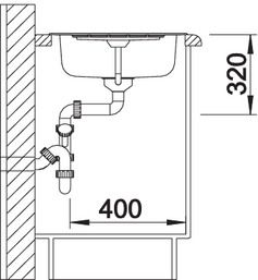 Plan Evier en inox Blanco Livit 514788 couleur inox 860x500 avec 1 cuve