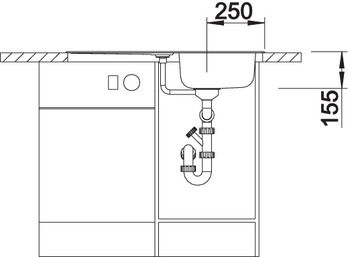 Plan Evier en inox Blanco Livit 514788 couleur inox 860x500 avec 1 cuve