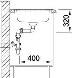 Plan Evier en inox Blanco Livit 516352 couleur inox 860x500 avec 1 cuve