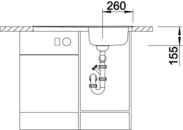 Plan Evier en inox Blanco Livit 516352 couleur inox 860x500 avec 1 cuve