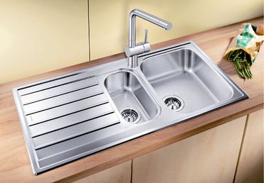 Vue 1 Evier en inox Blanco Livit 516351 couleur inox 1000x500 avec 1 cuve vidage manuel