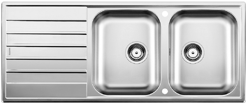  Evier en inox Blanco Livit 517146 couleur inox 1210x500 avec 2 cuves vidage manuel 517146