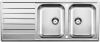 Evier en inox Blanco Livit 517146 couleur inox 1210x500 avec 2 cuves vidage manuel