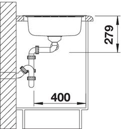 Plan Evier en inox Blanco Livit 517146 couleur inox 1210x500 avec 2 cuves vidage manuel