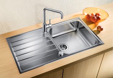 Vue 1 Evier en inox Blanco Livit 518611 couleur inox 1000x500 avec 1 cuve vidage manuel