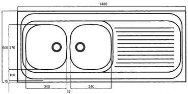 Plan Evier en inox Blanco Blanco 510065 couleur inox 1400x600 avec 2 cuves