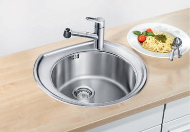 Vue 1 Evier en inox Blanco Rondoval 513313 couleur inox 535x490 avec 1 cuve