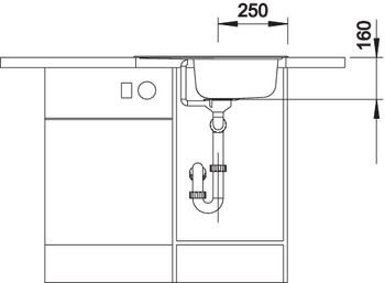 Plan Evier en inox Blanco Tipo 516524 couleur inox 605x500 avec 1 cuve