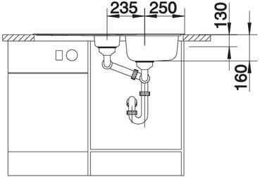 Plan Evier en inox Blanco Tipo 520142 couleur inox 950x500 avec 1 cuve