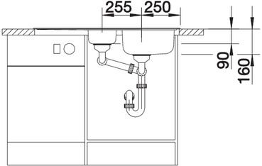 Plan Evier en inox Blanco Tipo 512303 couleur inox 950x500 avec 1 cuve