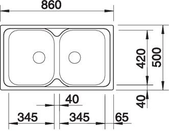 Plan Evier en inox Blanco Tipo 511924 couleur inox 860x500 avec 2 cuves
