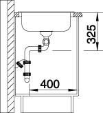 Plan Evier en inox Blanco Tipo 520143 couleur inox 1210x500 avec 2 cuves