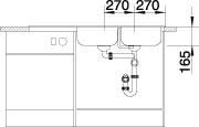 Plan Evier en inox Blanco Tipo 520143 couleur inox 1210x500 avec 2 cuves