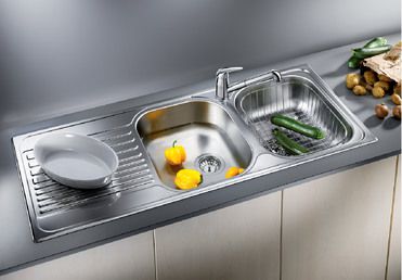 Vue 2 Evier en inox Blanco Tipo 520143 couleur inox 1210x500 avec 2 cuves