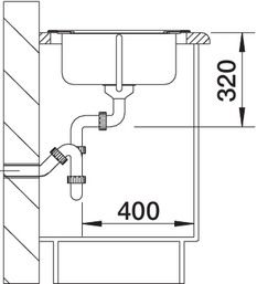 Plan Evier en inox Blanco Tipo 520140 couleur inox 950x500 avec 1 cuve