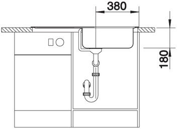 Plan Evier en inox Blanco Tipo 520144 couleur inox 950x500 avec 1 cuve