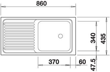 Plan Evier en inox Blanco Top 500370 couleur inox 860x435 avec 1 cuve