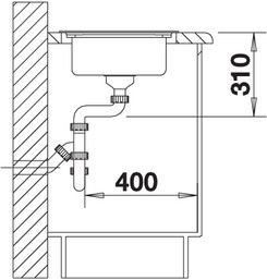 Plan Evier en inox Blanco Top 500370 couleur inox 860x435 avec 1 cuve