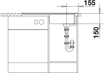 Plan Evier en inox Blanco Top 500370 couleur inox 860x435 avec 1 cuve