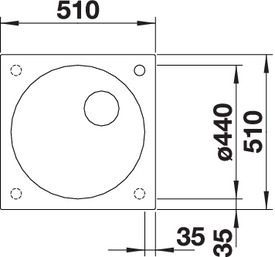 Plan Evier en silgranit® puradur® Blanco Artago 521766 couleur anthracite 510x510 avec 1 cuve vidage automatique