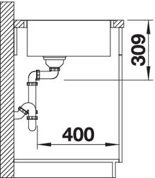 Plan Evier en silgranit® puradur® Blanco Artago 521766 couleur anthracite 510x510 avec 1 cuve vidage automatique