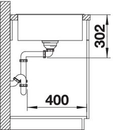 Plan Evier en silgranit® puradur® Blanco Axia 523184 couleur gris rocher 780x510 avec 1 cuve vidage manuel