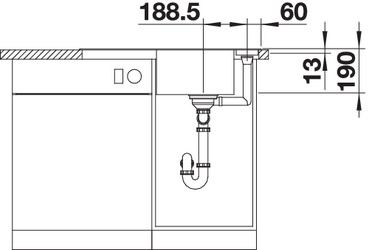 Plan Evier en silgranit® puradur® Blanco Axia 523173 couleur anthracite 780x510 avec 1 cuve vidage manuel