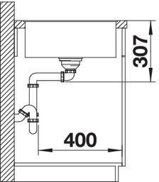 Plan Evier en silgranit® puradur® Blanco Axia 523193 couleur anthracite 770x500 avec 1 cuve vidage manuel