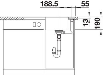 Plan Evier en silgranit® puradur® Blanco Axia 523193 couleur anthracite 770x500 avec 1 cuve vidage manuel