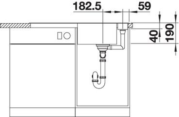 Plan Evier en silgranit® puradur® Blanco Axia 523215 couleur anthracite 915x510 avec 1 cuve vidage manuel